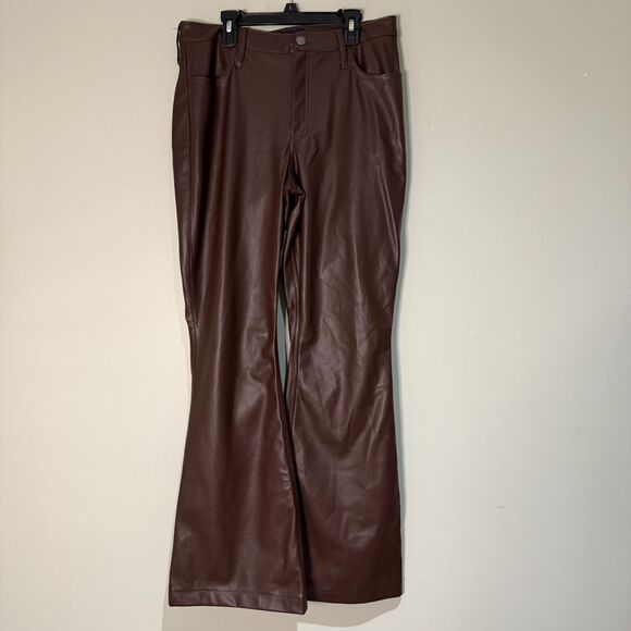 Hollister Women's Vegan Leather High Rise Flare Pants 11 Regular Brown Boho 70s - Picture 3 of 4